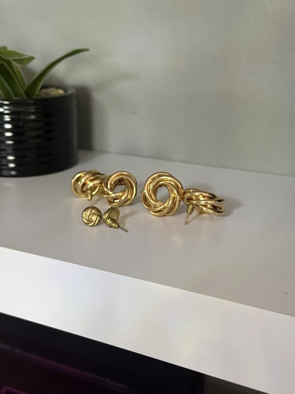 Amazon Gold Twist Knot Drop Earrings